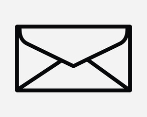 Envelope Letter Correspondence Mail Postage Postal Email Message Post Service Contact Newsletter Seal Icon Sign Shape Line Outline Black White Vector