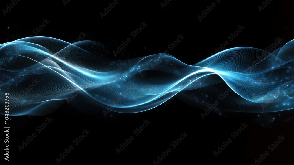 Wall mural black background with soft, abstract glowing lines in a subtle pattern for a modern, digital look