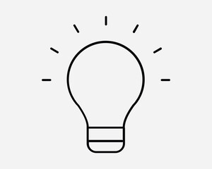 Idea Lightbulb Moment Light Bulb Bright Shine Shining Innovation Creativity Electricity LED Solution Sign Icon Shape Line Outline Black White Vector