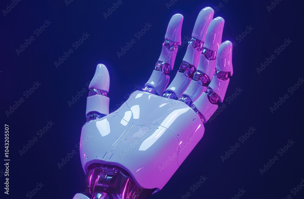 Poster futuristic 3d render of a robot hand with open palm showcasing advanced technology and artificial in