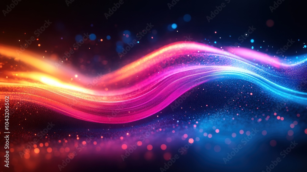 Canvas Prints dynamic flowing lines in vibrant neon colors on a dark background, giving a futuristic and stylish e