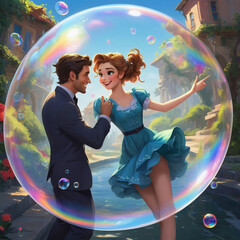 Child playing with soap bubbles