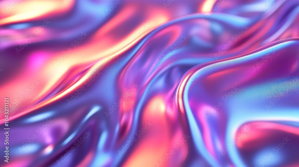Wall mural sleek metallic surface with holographic patterns and soft reflections, creating a futuristic tech vi