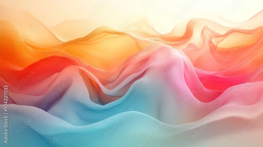 Wall mural smooth gradient waves with soft transitions in warm pastel colors