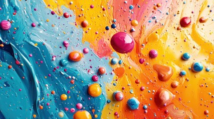 Vivid paint splatters merging into a chaotic yet harmonious design