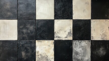 Minimalist grid of black and white squares with alternating shades of grey for a modern geometric look