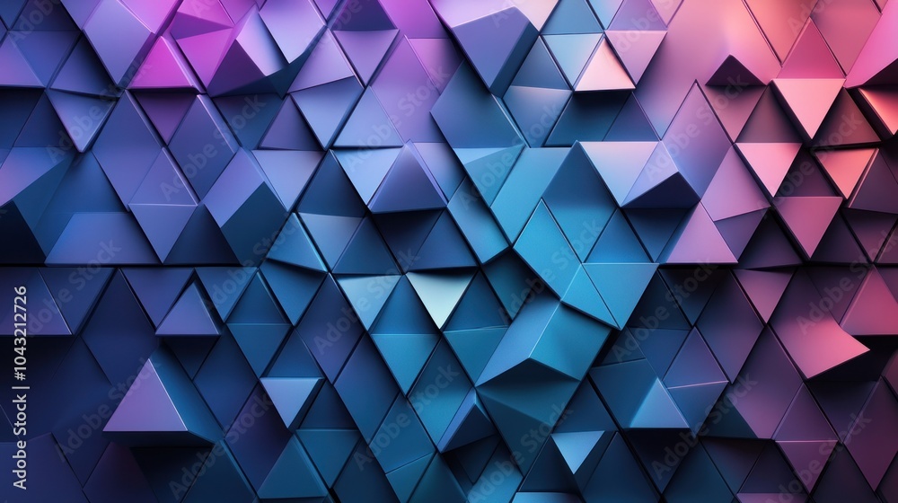 Canvas Prints repeating pattern of interlocking triangles in vibrant shades of blue and purple with sharp edges