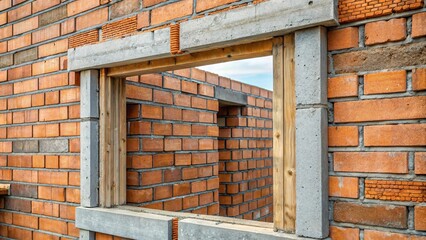 Reinforced concrete lintels, bar type, window, door, openings, load bearing walls, buildings, brick, concrete