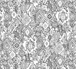 seamless abstract pattern digital illustration wrapping paper with graphic chaotic oriental hand drown colorful elements watercolor paint snowflakes fabric design print winter style