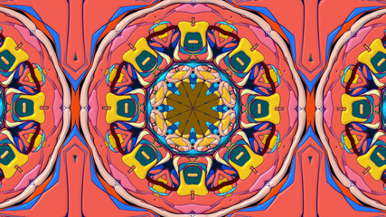 Colorful symmetrical abstract kaleidoscope background pattern for summer 
