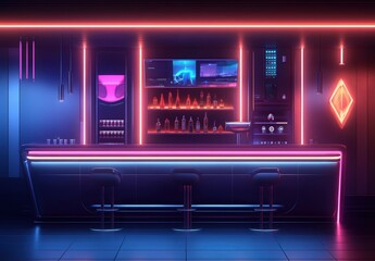 Obraz premium Neon Bar Interior.