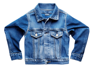 a blue denim jacket with a white background