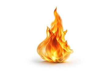 High angle of small flame isolated on white background