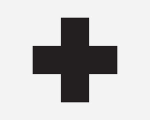 Obraz premium Plus Addition First Aid Kit Cross Medical Medic Hospital Clinic Help Health Medicine Math Mathematics Add Icon SVG Shape Outline Black White Vector
