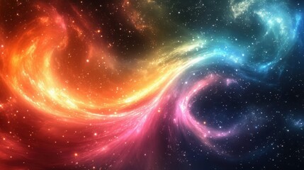 Fototapeta premium An abstract representation of a cosmic storm with dynamic swirls of colors and sparkling stars throughout. 