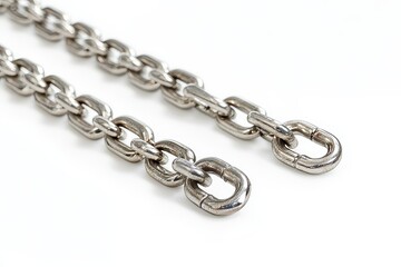 Obraz premium On a white background, a collection of silver jewelry chains is shown