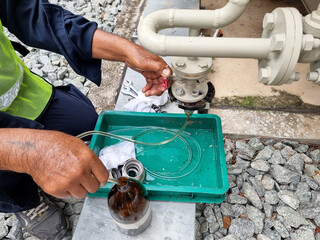 On-Site Transformer oil sampling in the factory for main tank and OLTC of 115kV/22kV power...