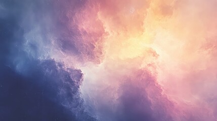 Fototapeta premium An abstract representation of a galaxy that seems to flow and breathe, with soft, dreamlike colors merging together.