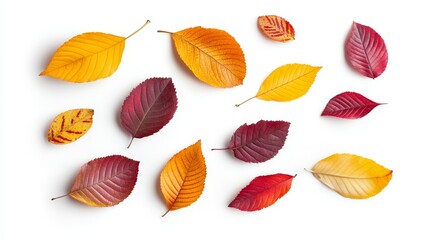 Herbstlaub with fallen flowers isolated against a white background