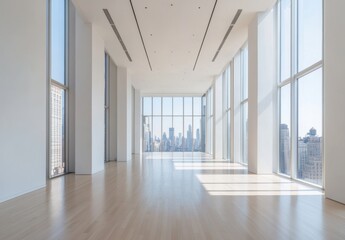 Fototapeta premium Empty Room City View.