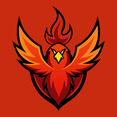 Phoenix rising mascot logo, fire and bold colors