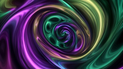 Obraz premium Mesmerizing swirls of green and purple create a vibrant abstract background, perfect for modern designs. Add a touch of elegance and style to any project with this colorful pattern