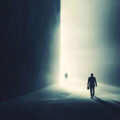Man Walking Towards Light.