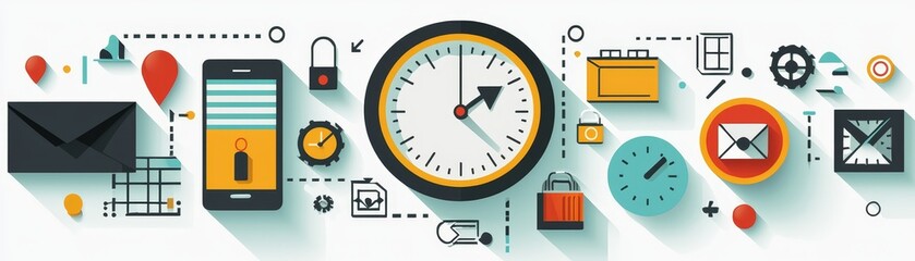 Obraz premium Exploring the Intersection of Time Management Communication and Security in the Digital Age