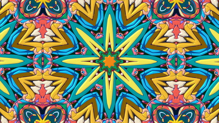 Colorful symmetrical abstract kaleidoscope background pattern for summer 