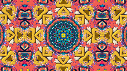 Colorful symmetrical abstract kaleidoscope background pattern for summer 