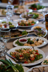 A Lavish Feast of Colorful Dishes on an Elegant Table Setting