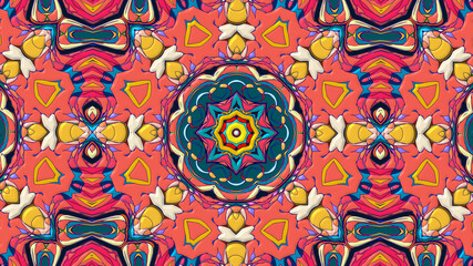 Colorful symmetrical abstract kaleidoscope background pattern for summer 