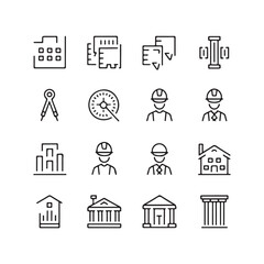 rchitectural Design Icons Set: Line Art Symbols for Construction, Blueprints, and Urban Planning