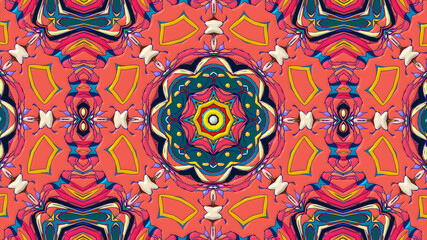 Colorful symmetrical abstract kaleidoscope background pattern for summer 