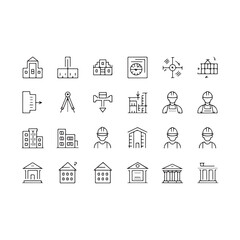 rchitectural Design Icons Set: Line Art Symbols for Construction, Blueprints, and Urban Planning