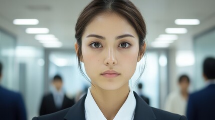 Fototapeta premium 集中力のある女性ビジネスエグゼクティブがいるプロフェッショナルなオフィス環境 - 企業の職場