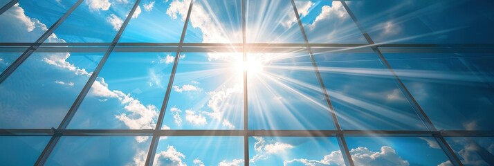 Sunlight Streaming Through Glass Windows of Modern Building