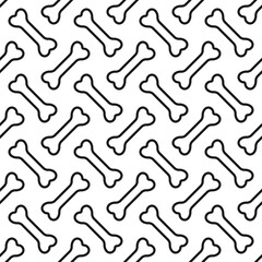 Black simple line bones on white background. Vector seamless pattern.
