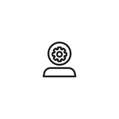 User settings icon. A person icon with a gear inside their head, representing user settings or preferences. Editable icon.