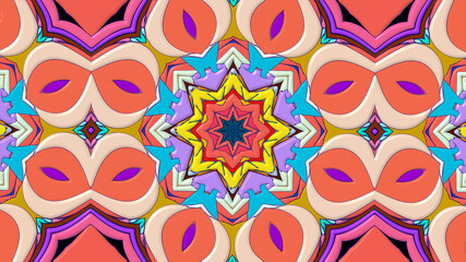 Colorful symmetrical abstract kaleidoscope background pattern for summer 