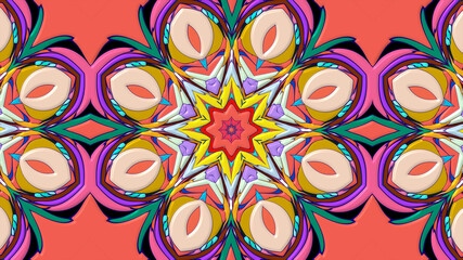 Colorful symmetrical abstract kaleidoscope background pattern for summer 