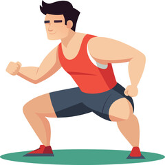 man doing squats workout gym training vector illustration graphic design