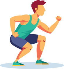 man doing squats workout gym training vector illustration graphic design