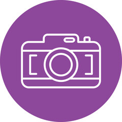 Camera line circle icon