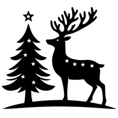 Black deer with christmas tree