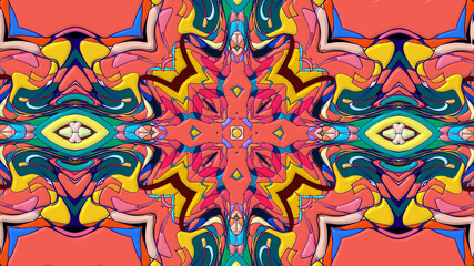 Colorful symmetrical abstract kaleidoscope background pattern for summer 