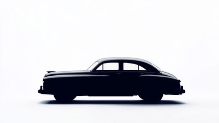 Naklejka premium A black silhouette of a classic car against a white background.