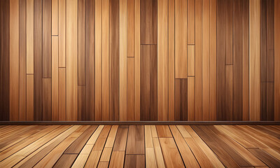 Naklejka premium wood floor with wooden wall background