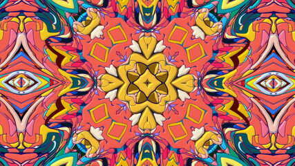 Colorful symmetrical abstract kaleidoscope background pattern for summer 