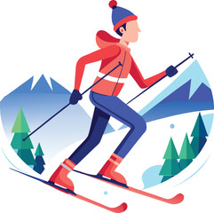 skiing man winter sports vector illustration graphic design